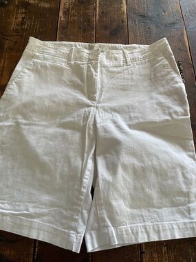 Talbots White Cotton Flat-Front Shorts